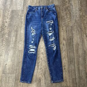 American Eagle CURVY SUPER HI RISE JEGGING Size 8 Blue Jeans Denim Pants 28x26.5